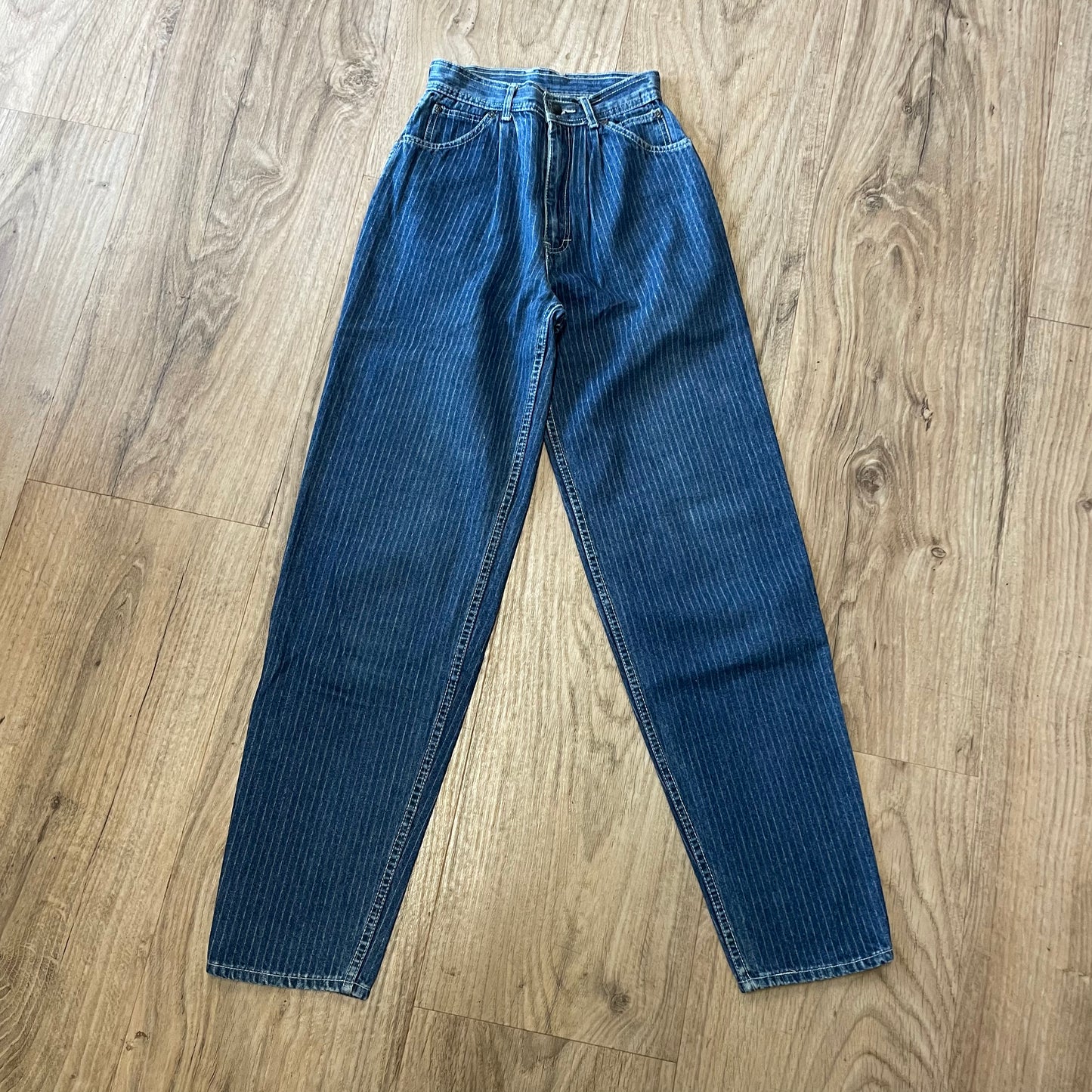 Striped straight leg jeans