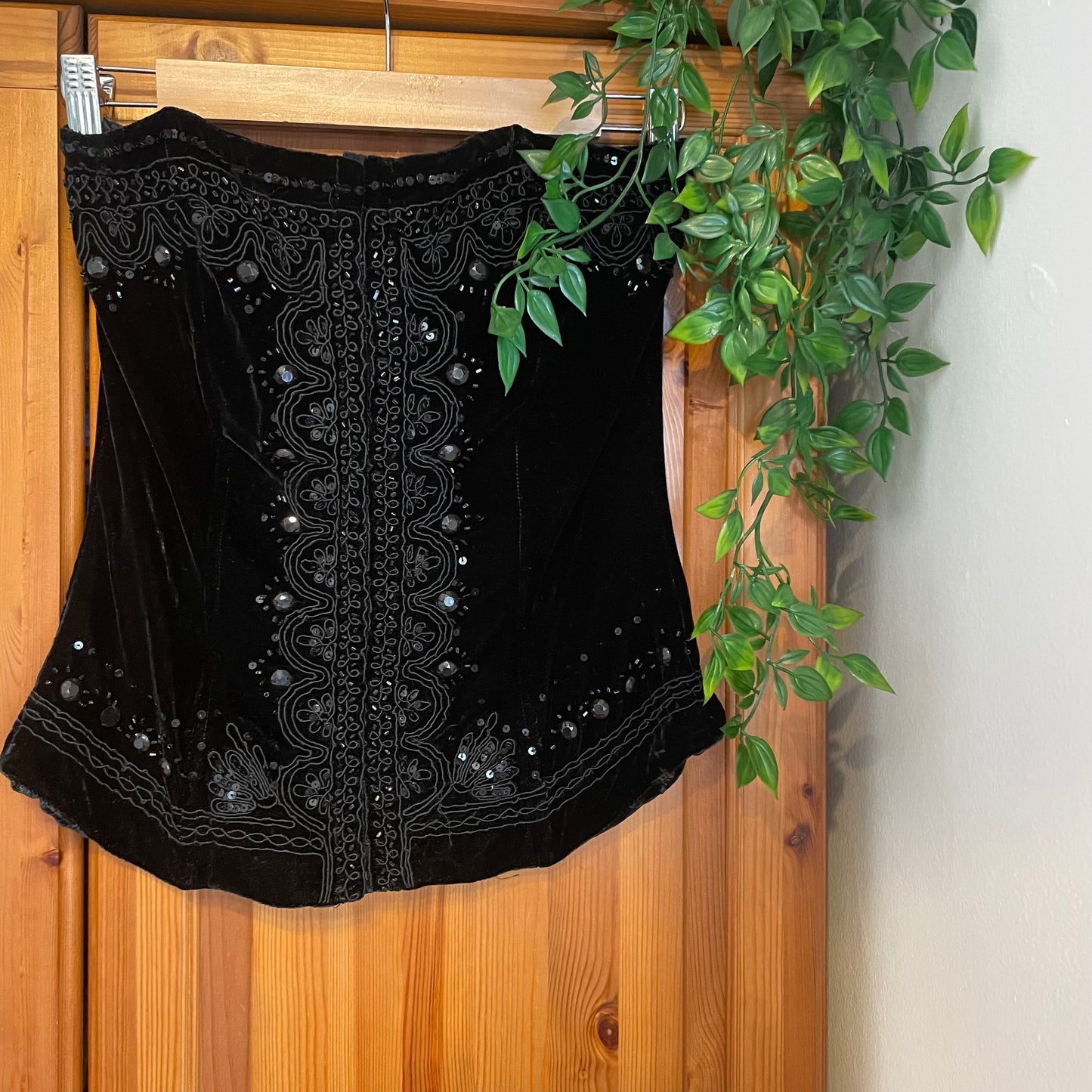 Velvet Beaded Corset Top