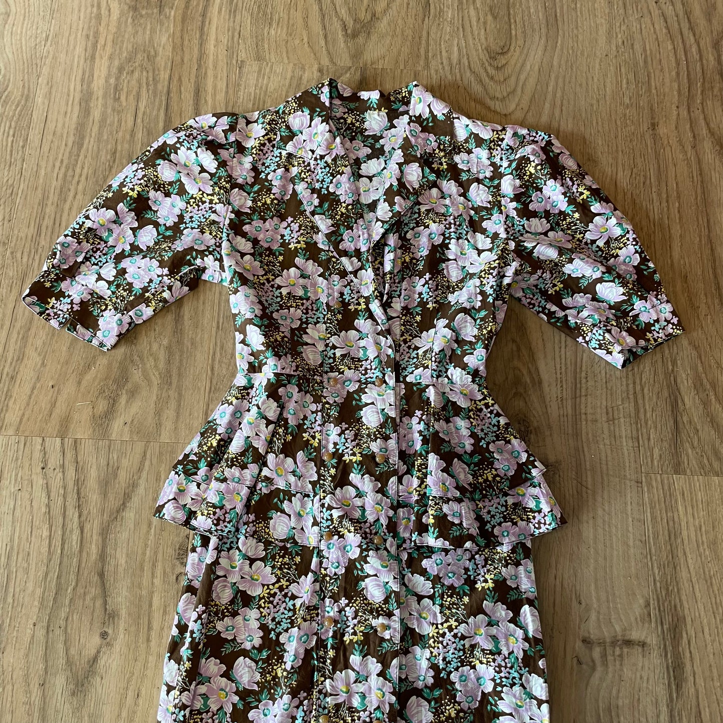 80s Floral Peplum Dress