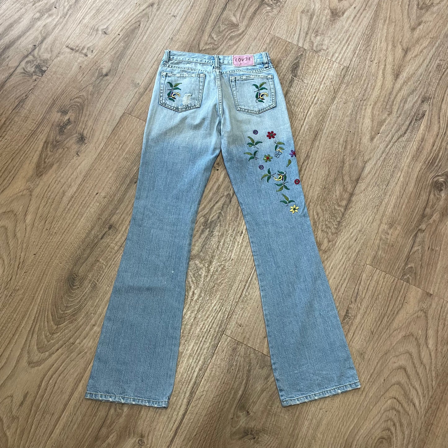 Denim embroidered two piece