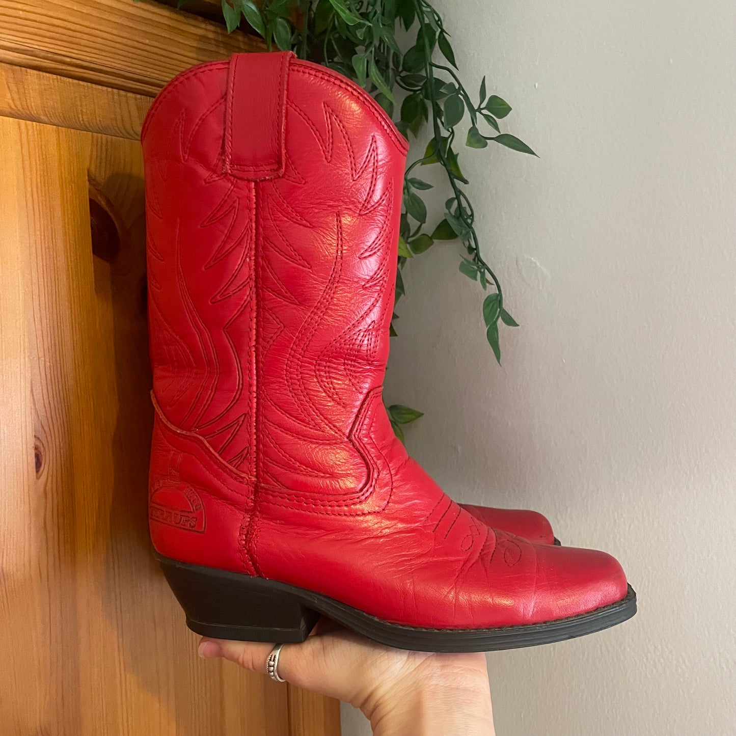 Sttrrups Red Leather Cowboy Boots