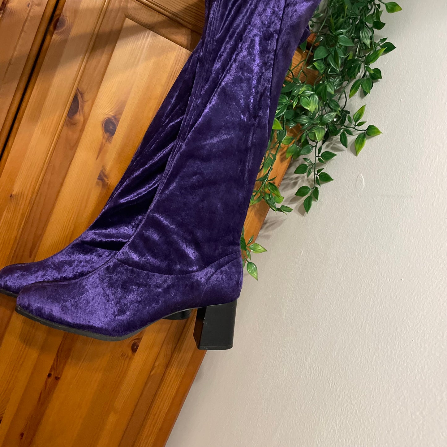 Purple Velvet Mama Mia Boots