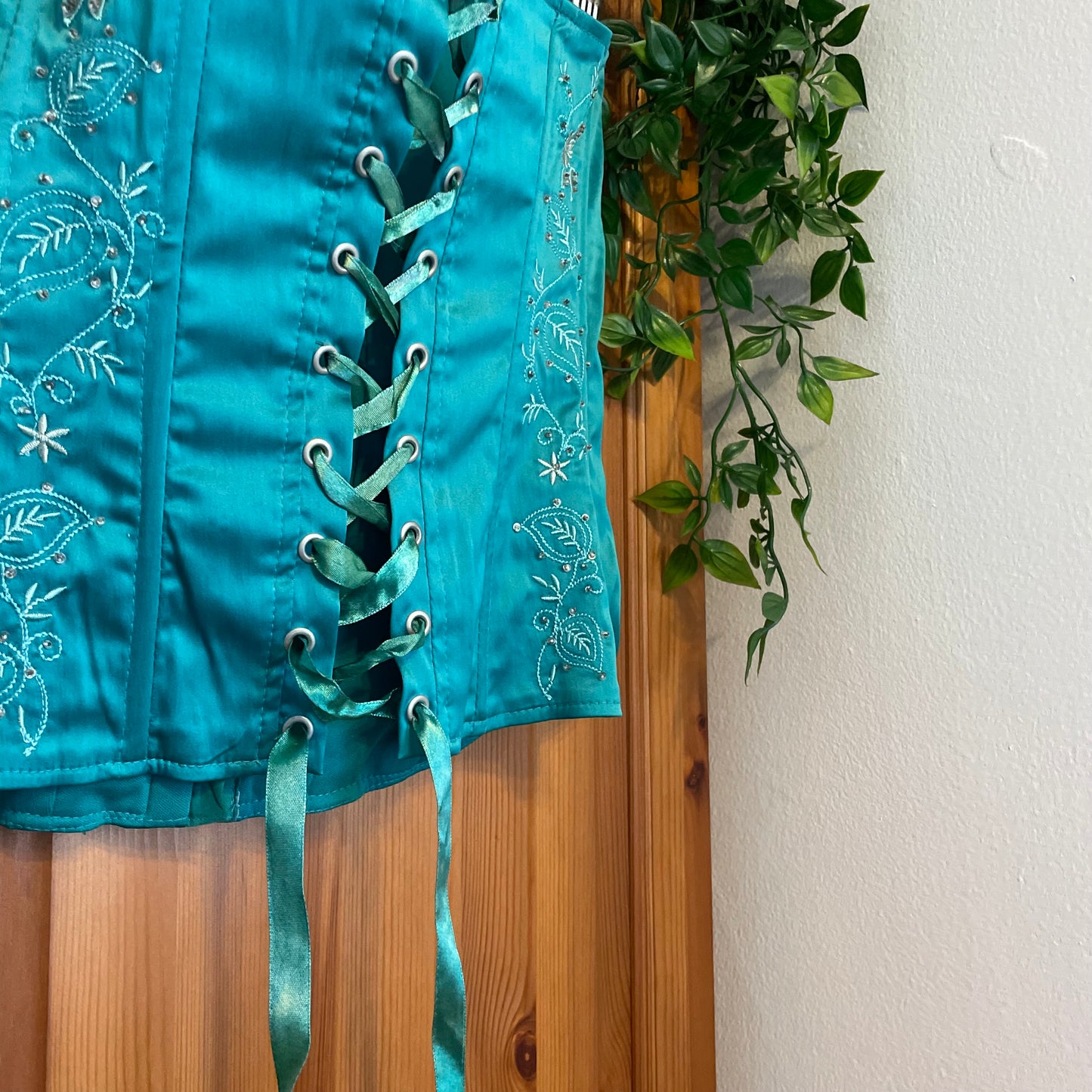 Y2K Teal Beaded Corset
