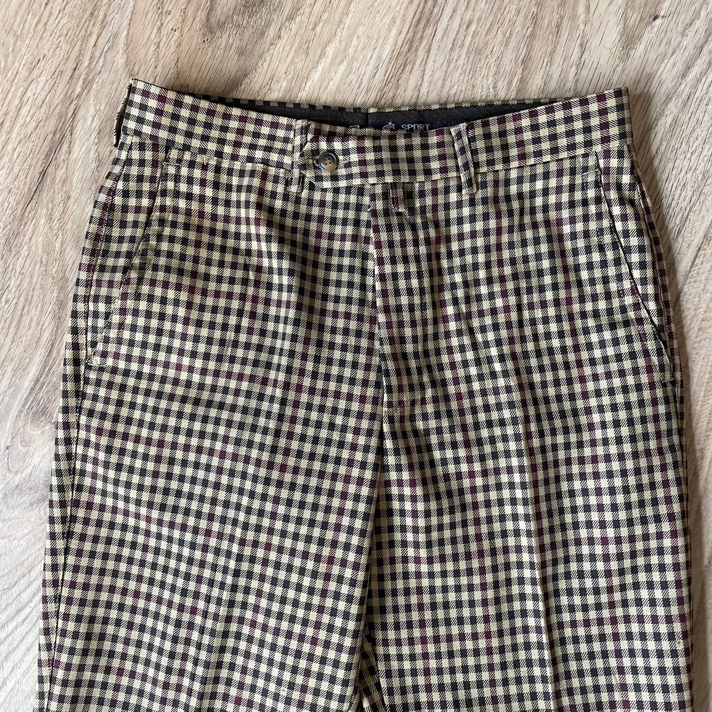 Beige Checked Trousers