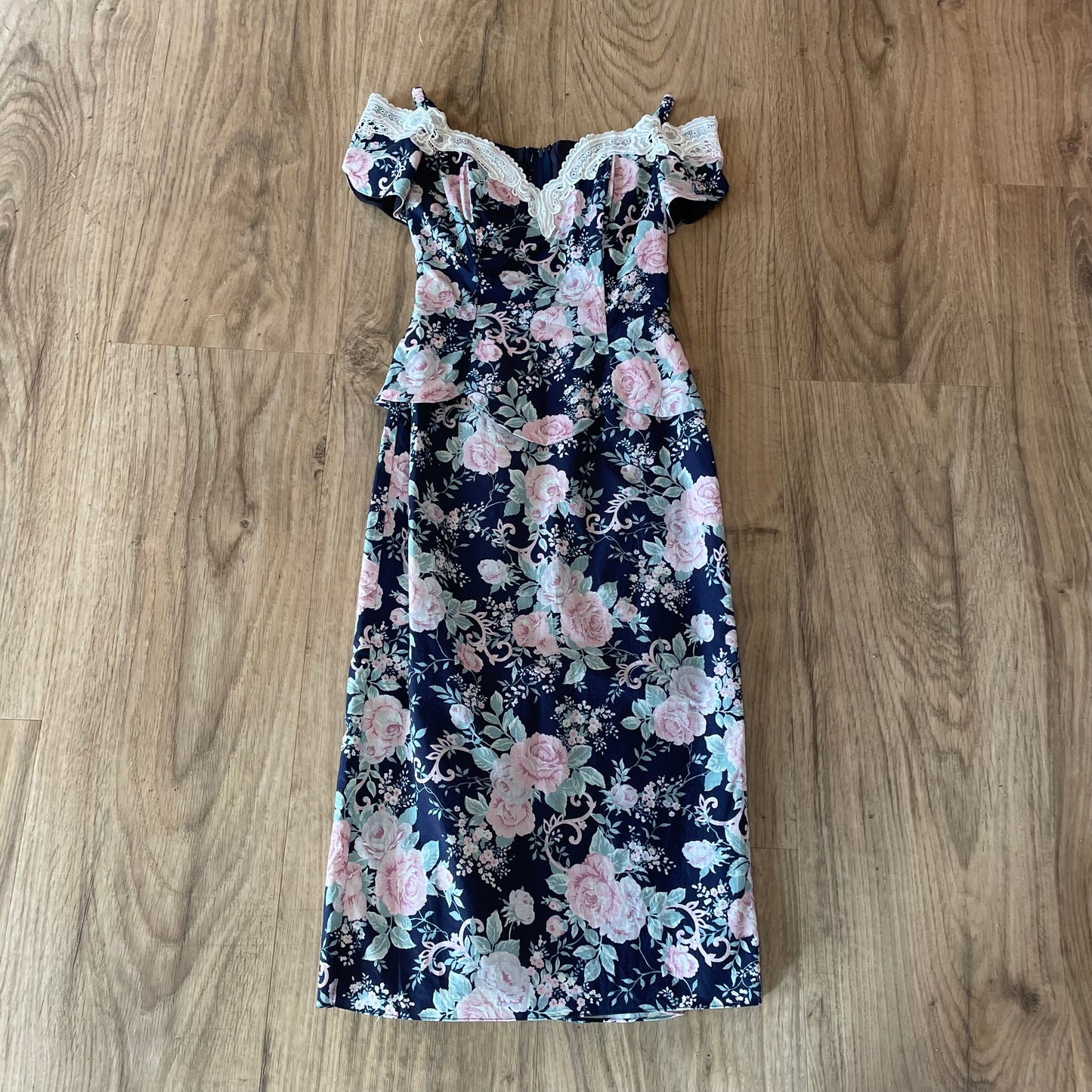 1980s Floral Dress