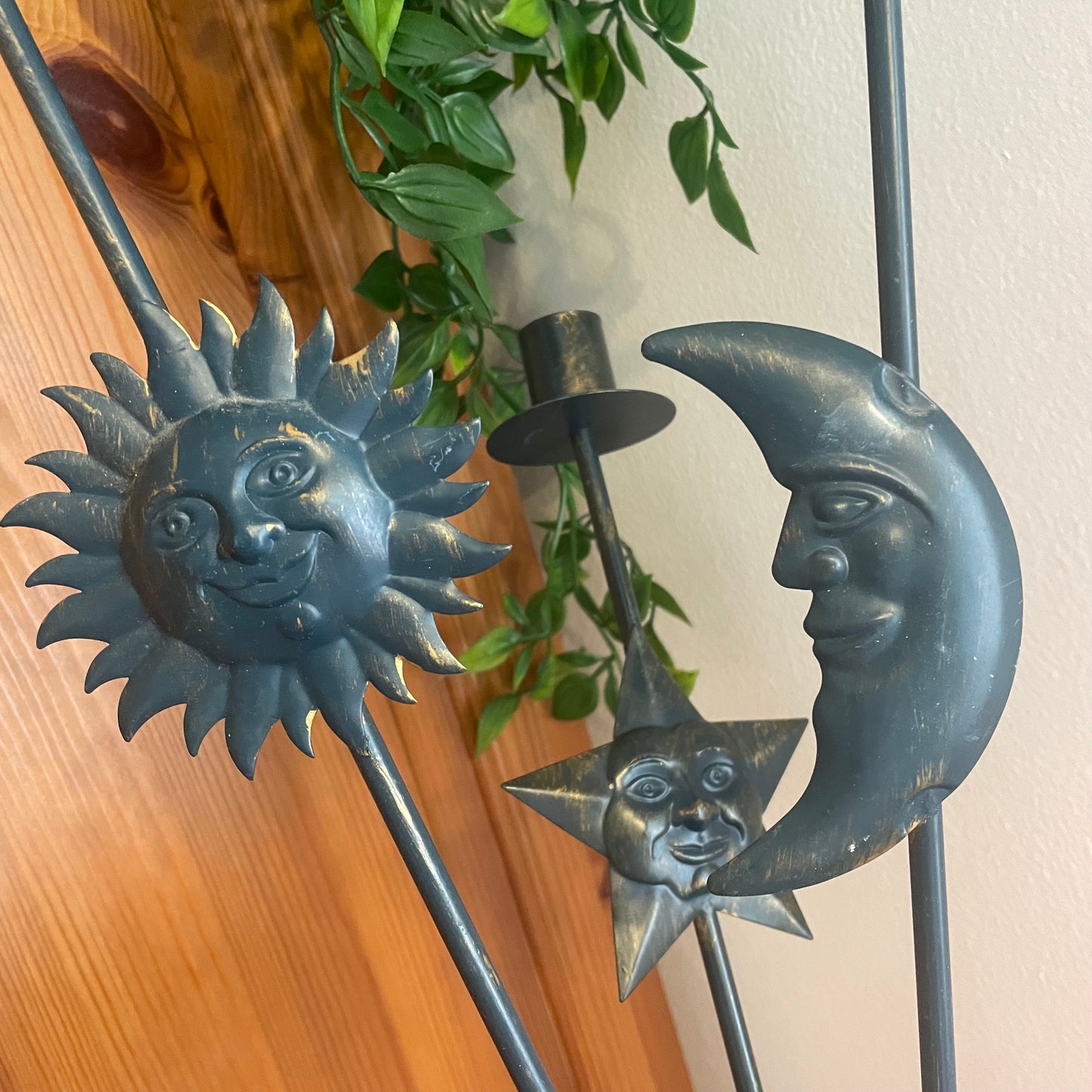 Sun, moon and star candlestick set