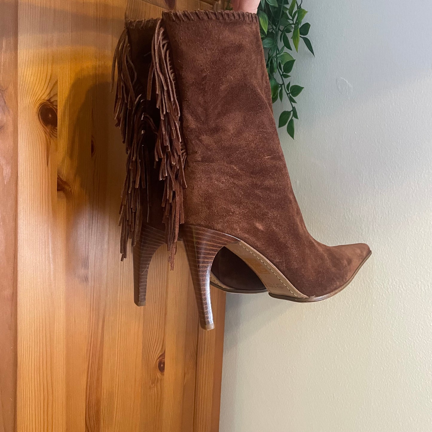 Suede Fringed Ankle Boots