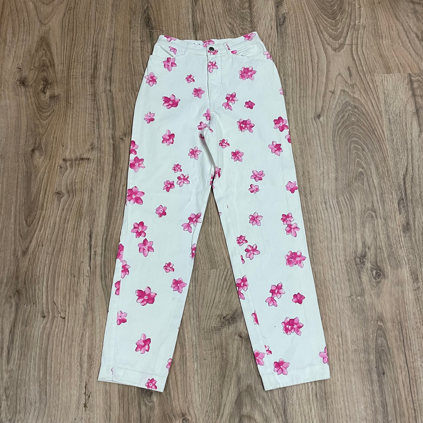 White Floral Jeans