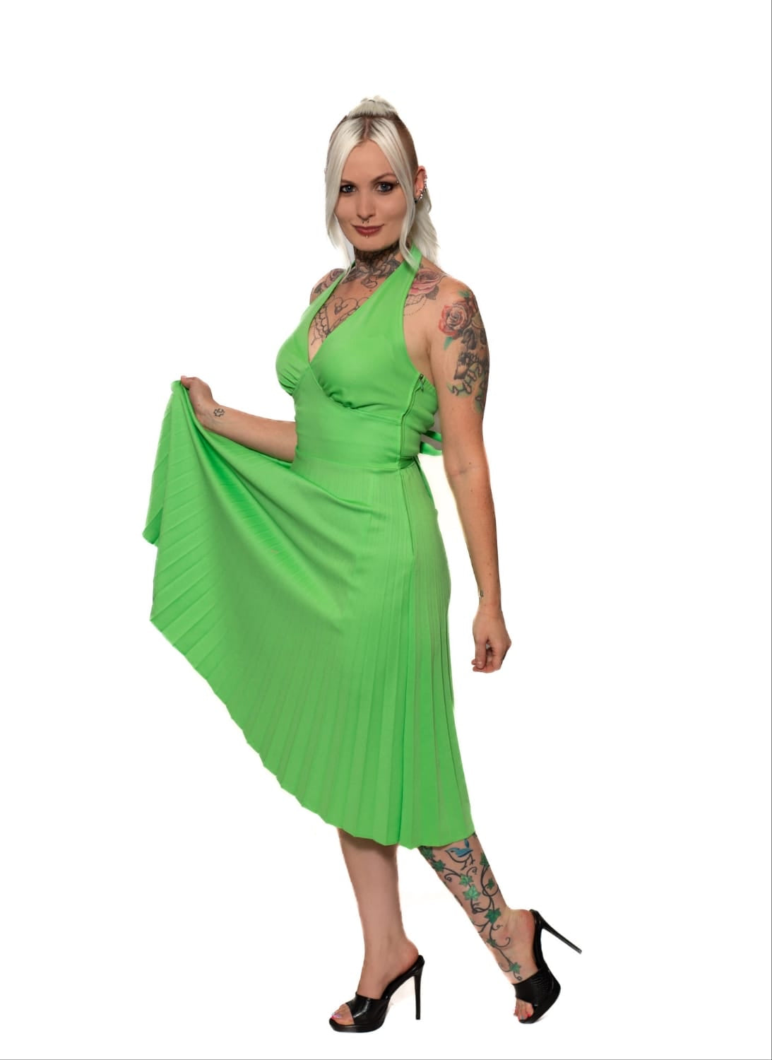 1950s Green Pleated Dress