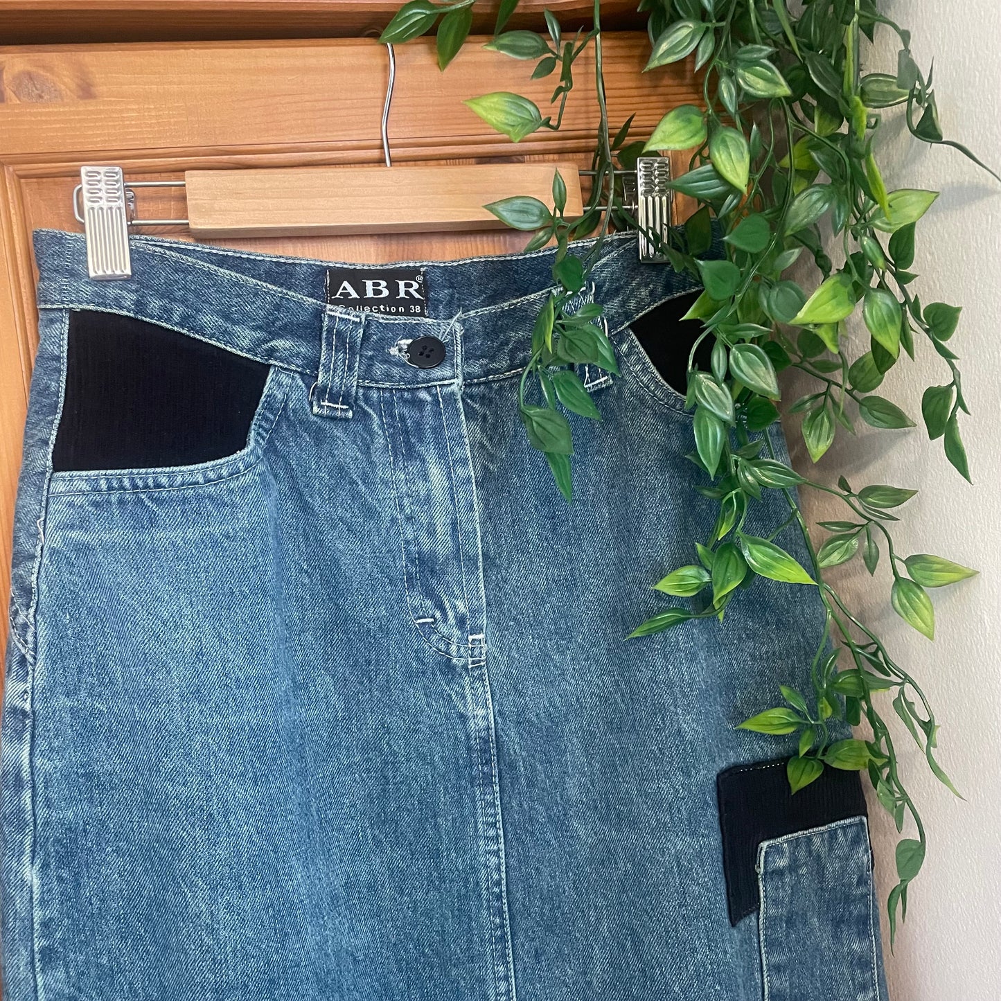Denim Patchwork Midi Skirt