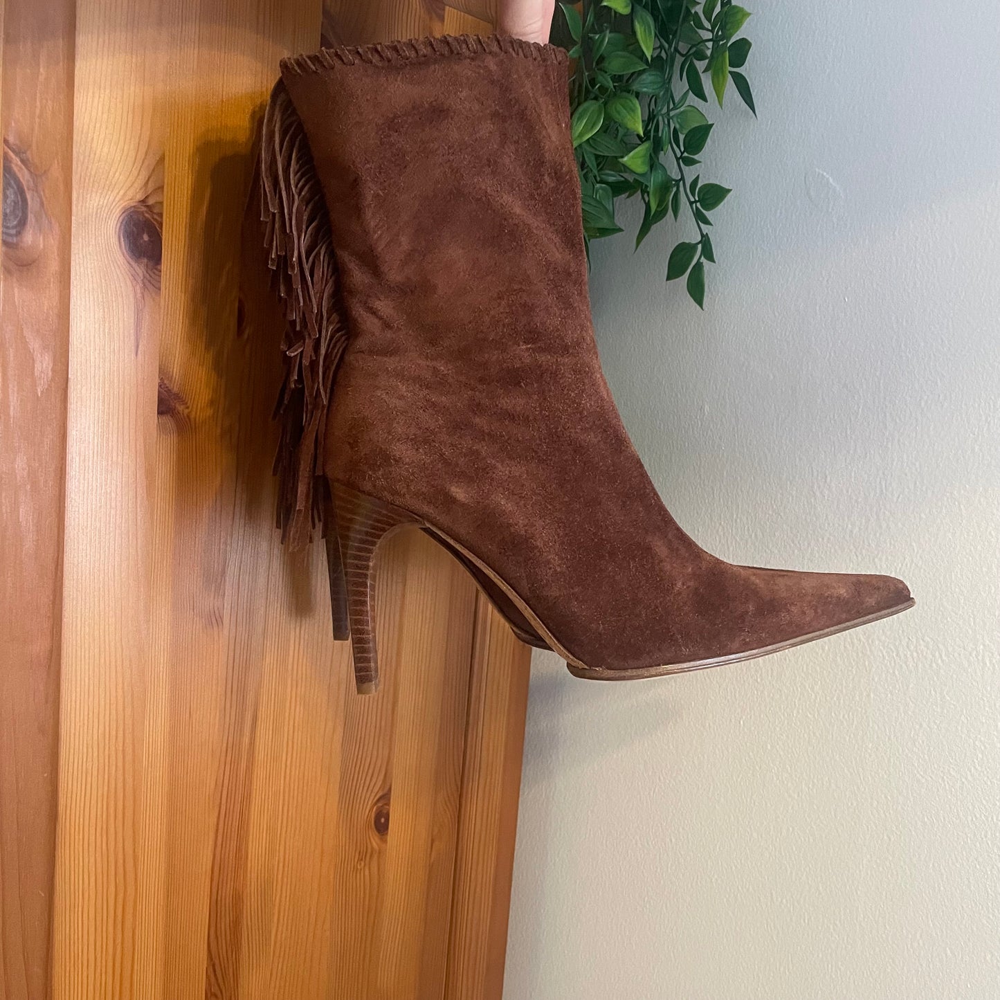 Suede Fringed Ankle Boots