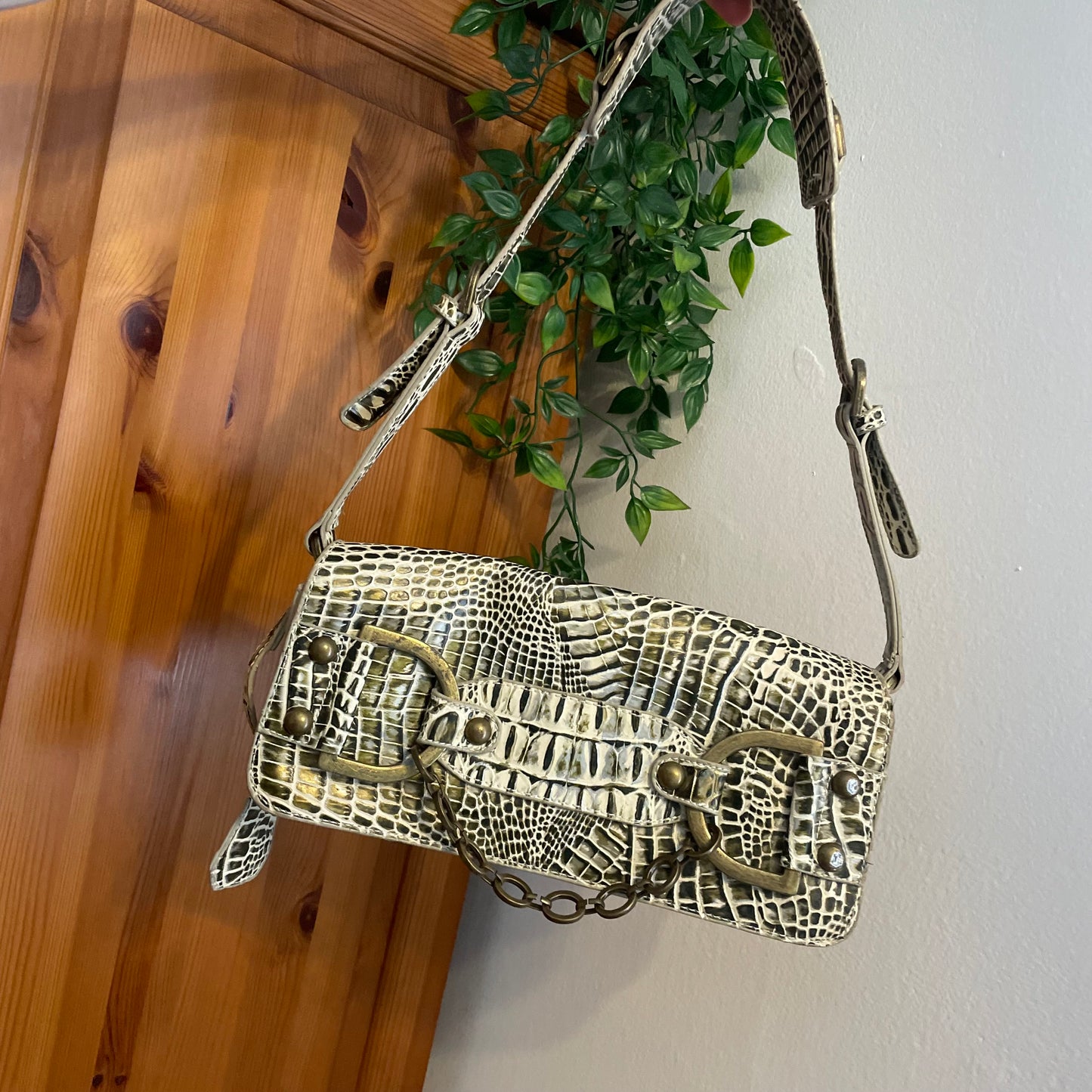 Y2K Crocodile Style Chain Bag