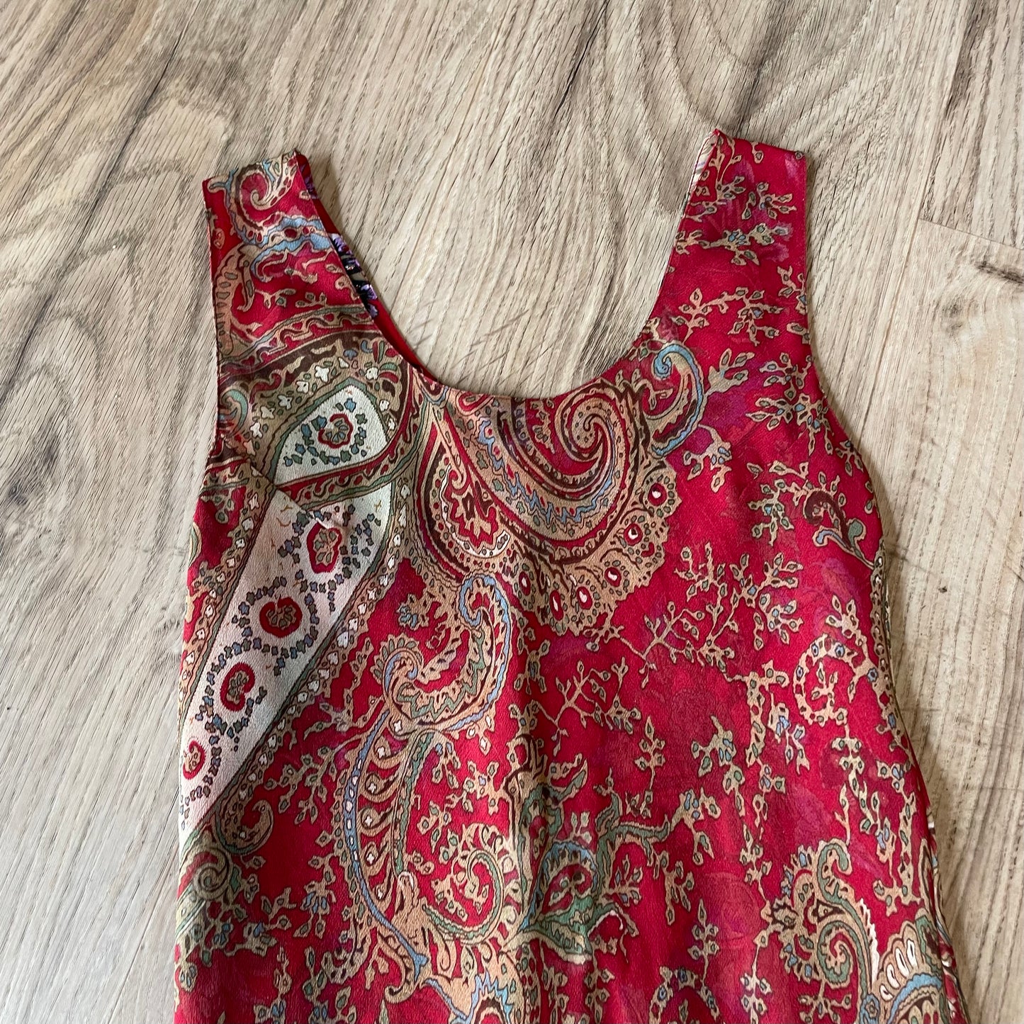 Red reversible midi slip dress