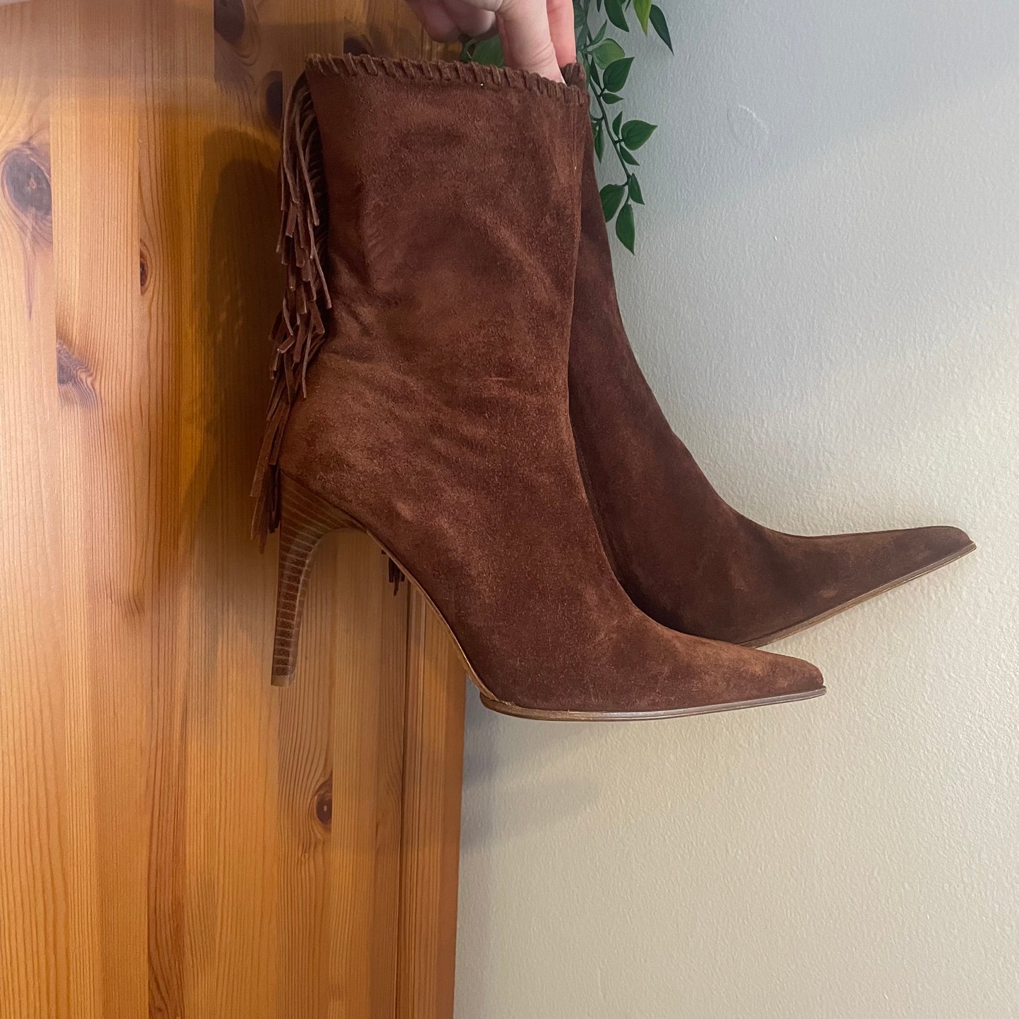 Suede Fringed Ankle Boots