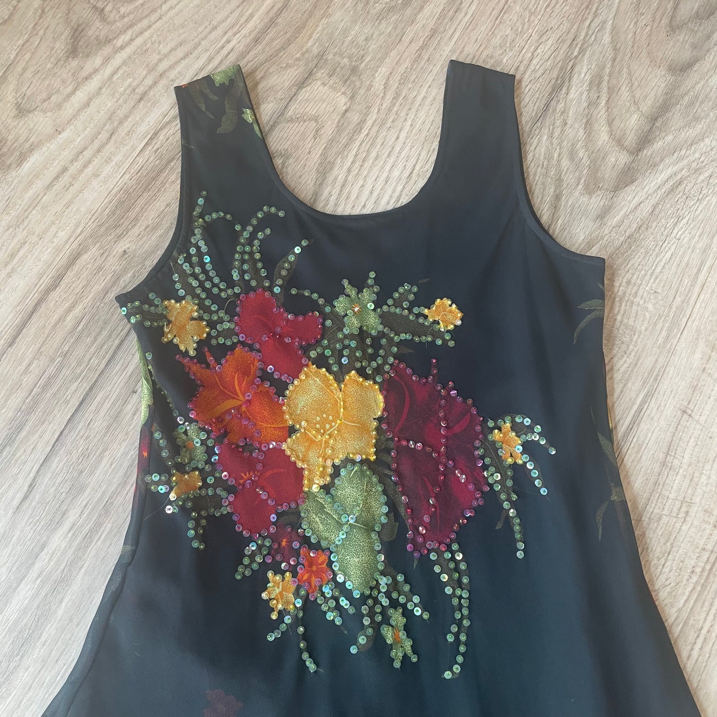 Floral sequin slip dress