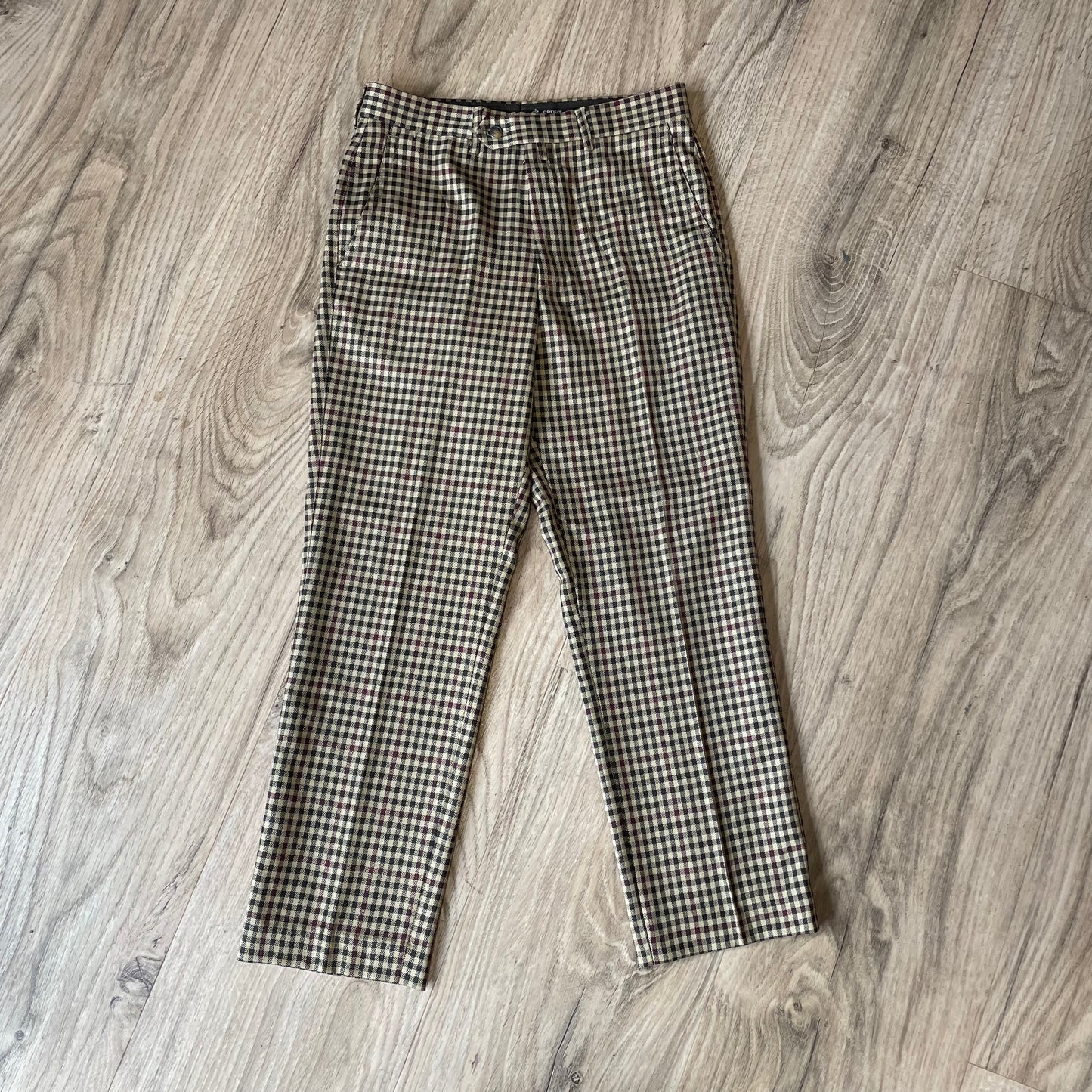 Beige Checked Trousers