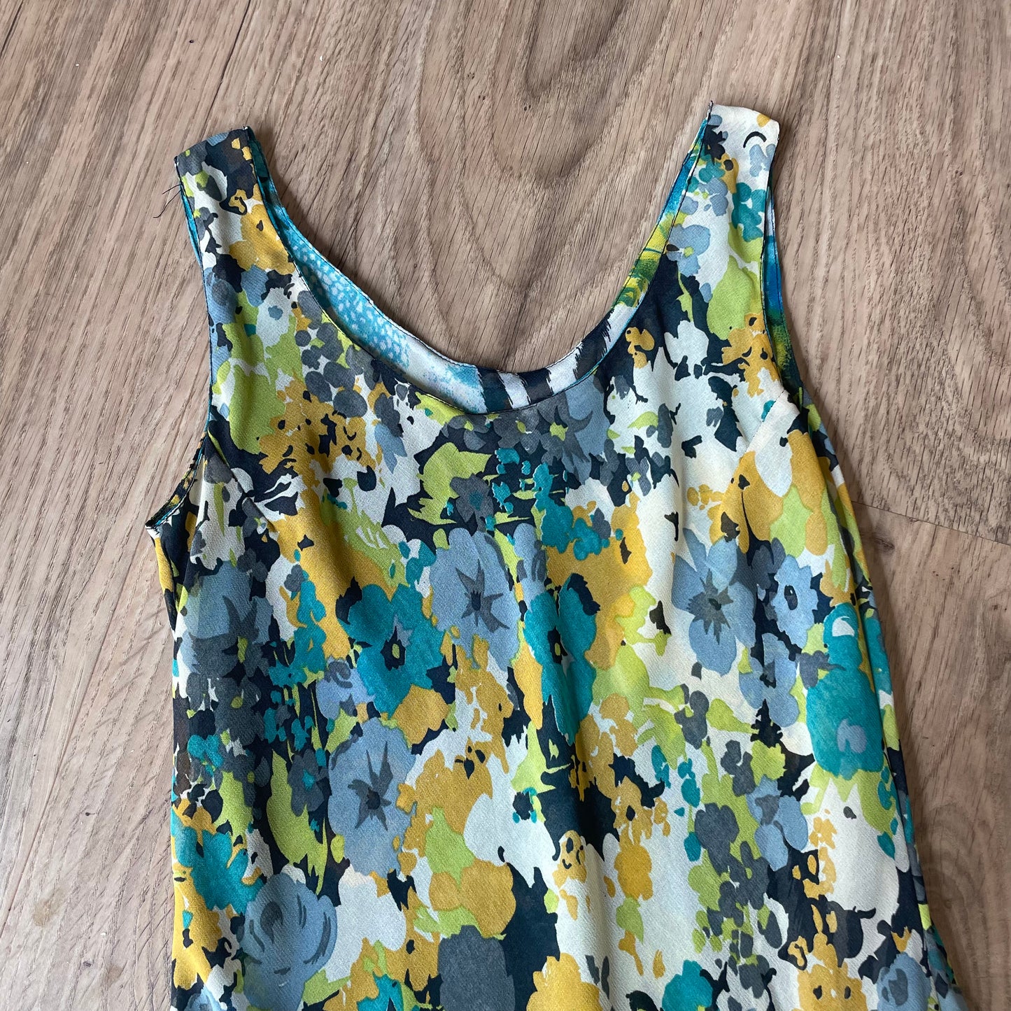 Blue reversible midi slip dress