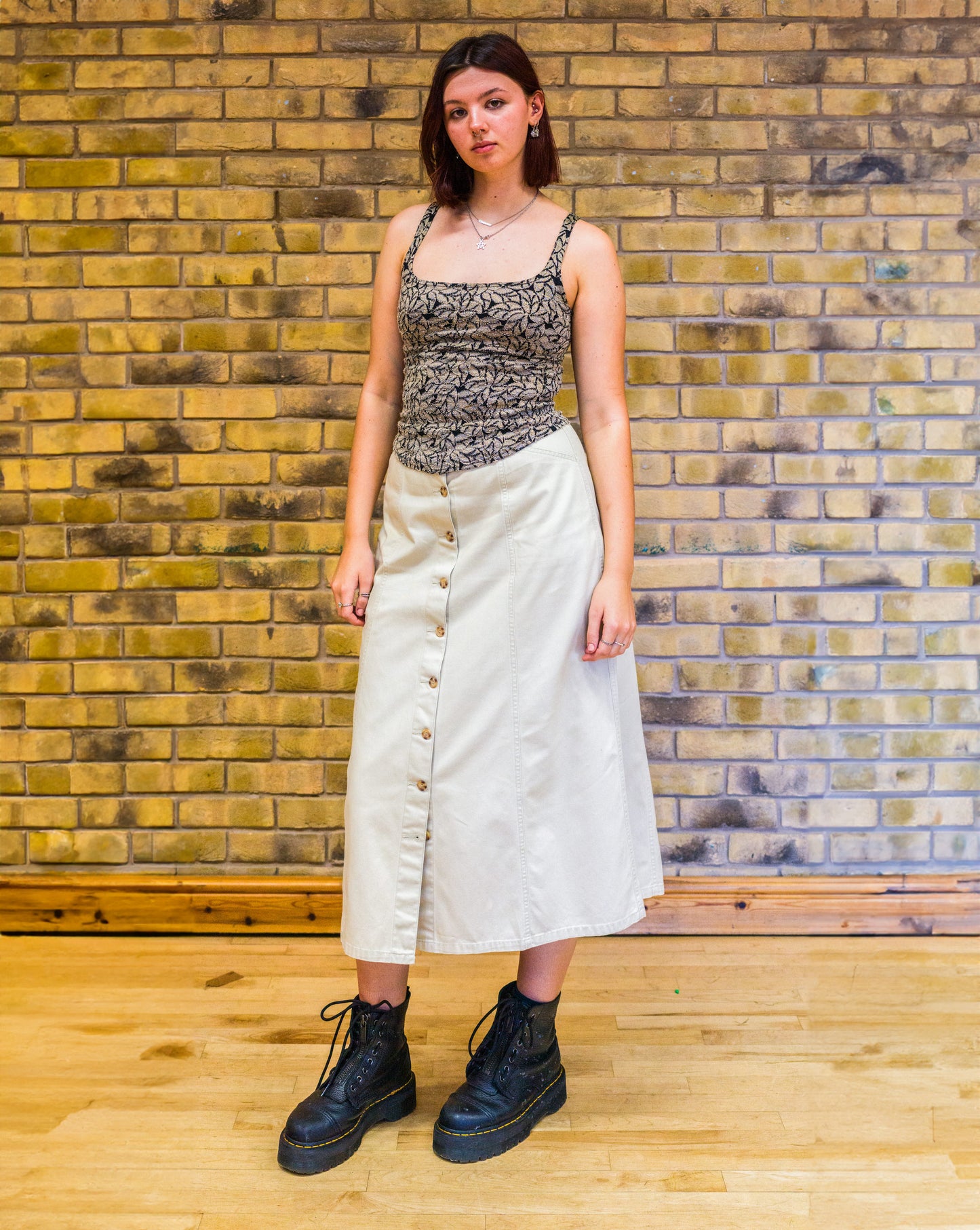Beige Midi Skirt