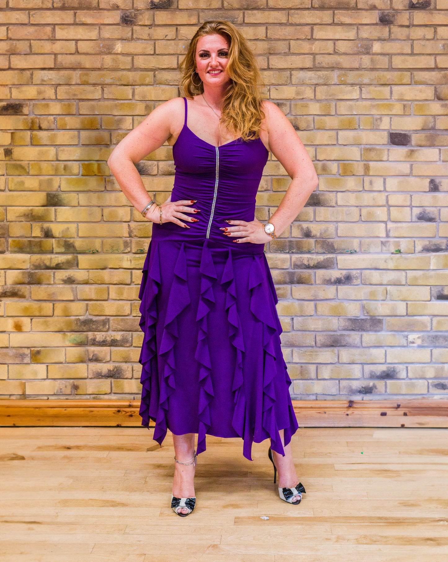 Purple Frilled Cocktail Dress