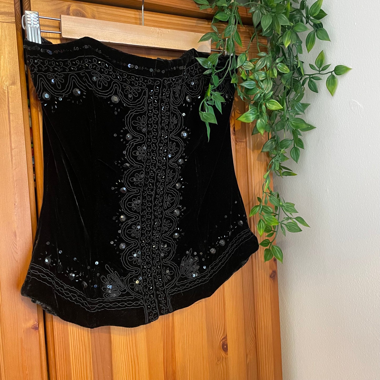 Velvet Beaded Corset Top