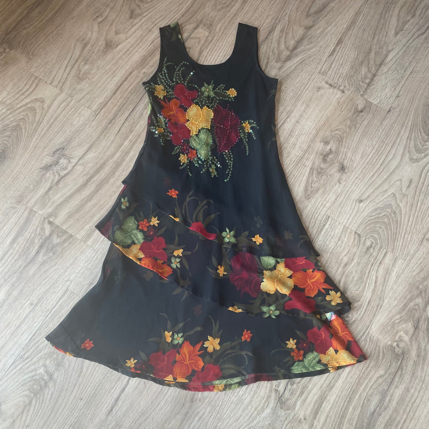 Floral sequin slip dress