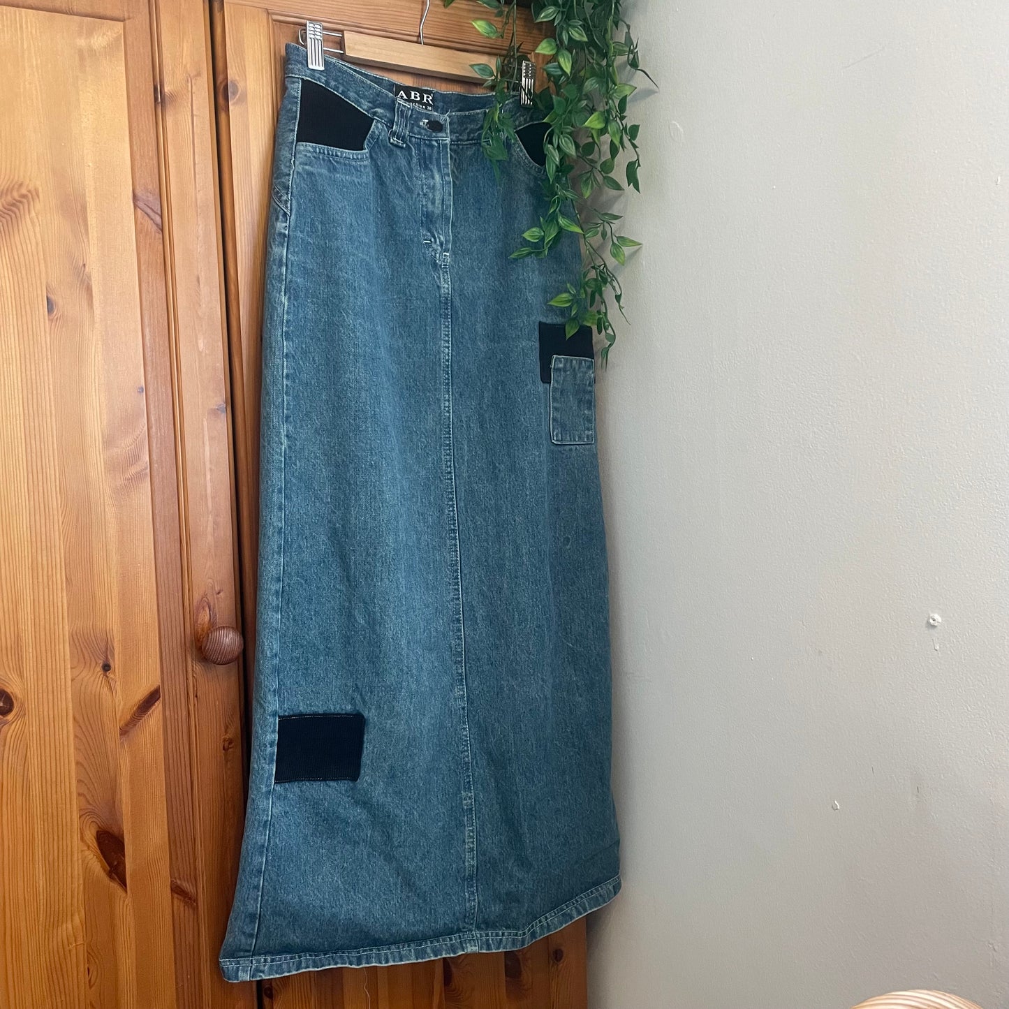 Denim Patchwork Midi Skirt