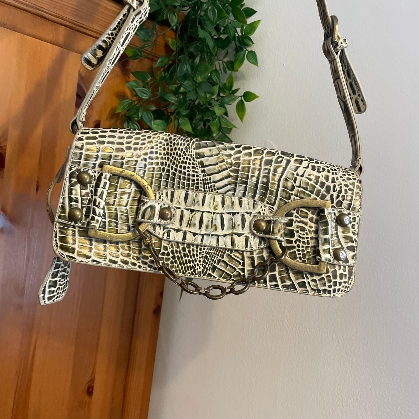 Y2K Crocodile Style Chain Bag
