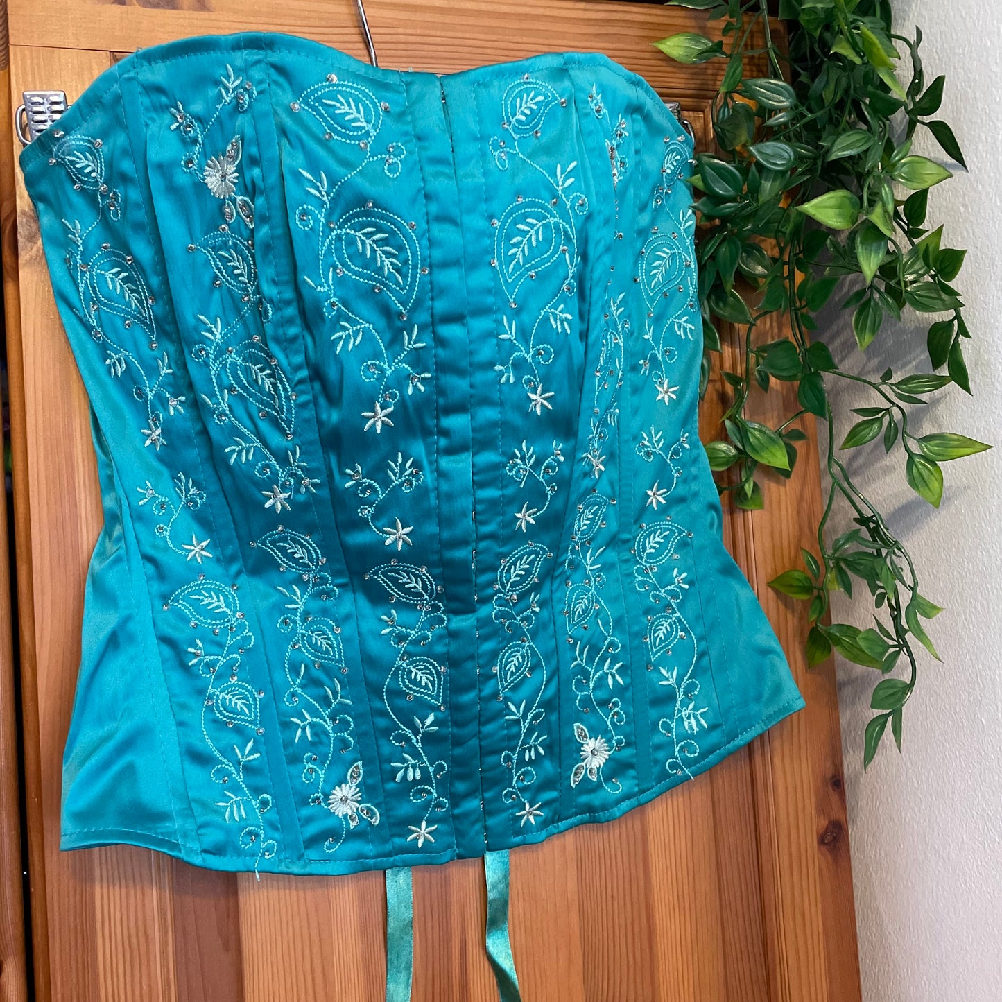 Y2K Teal Beaded Corset