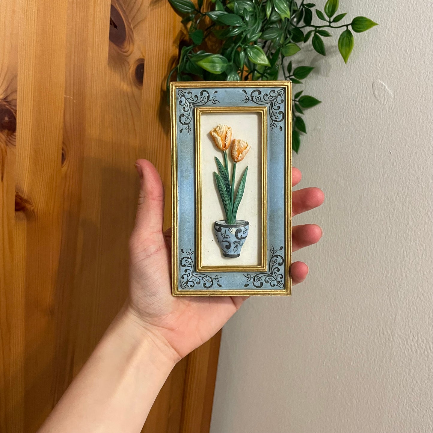 Set of 3 hand painted wall plaques