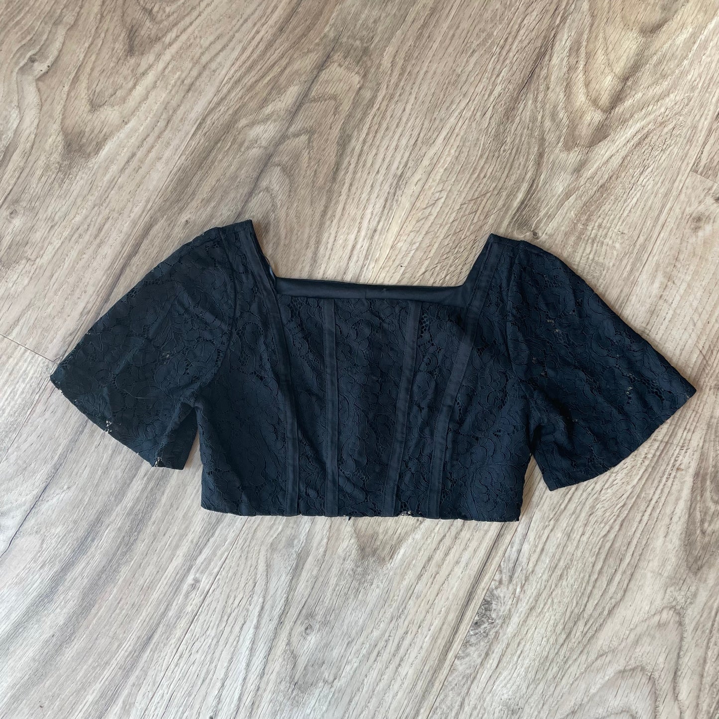 Black lace crop top