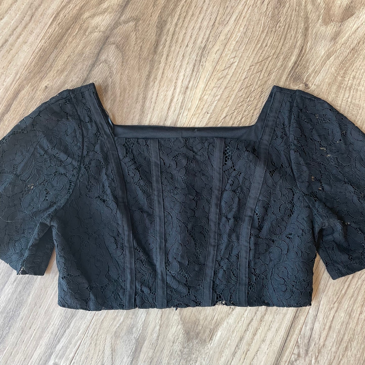 Black lace crop top