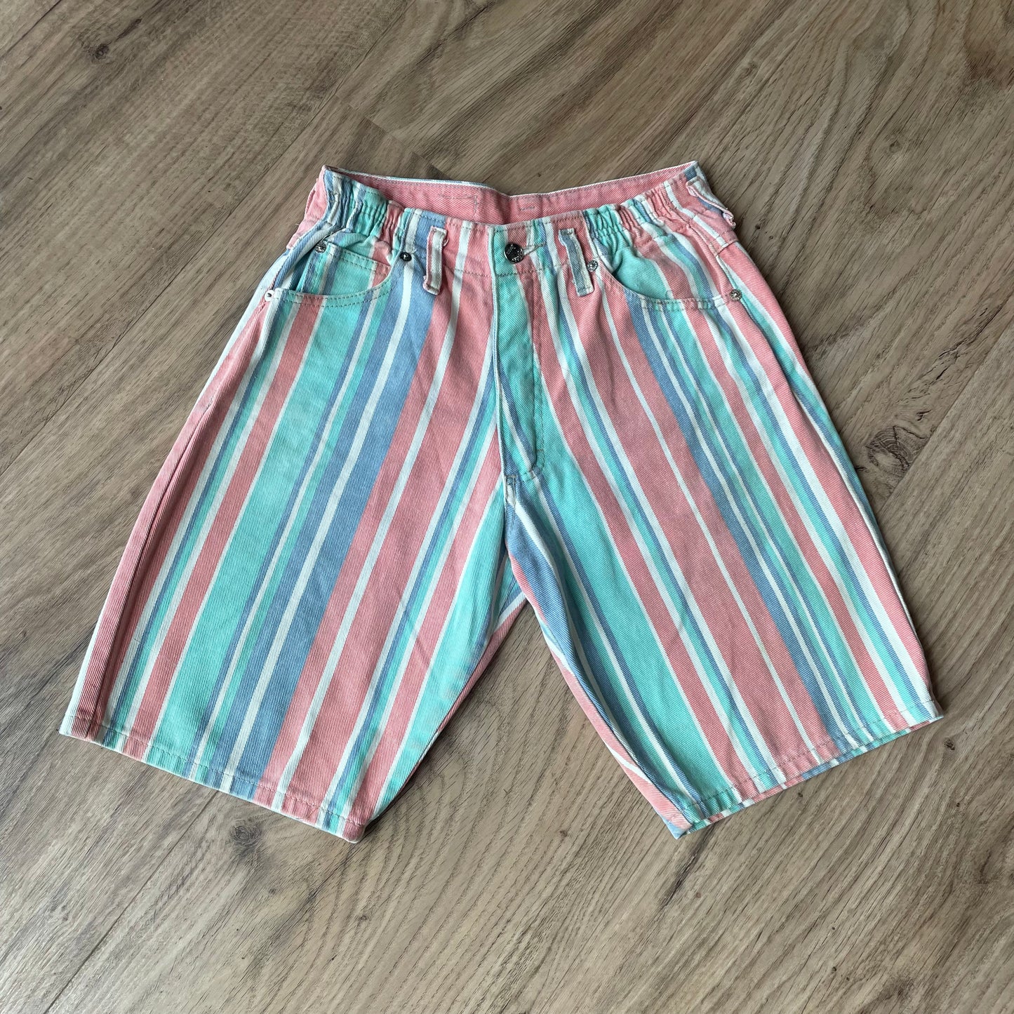 Striped Denim Shorts
