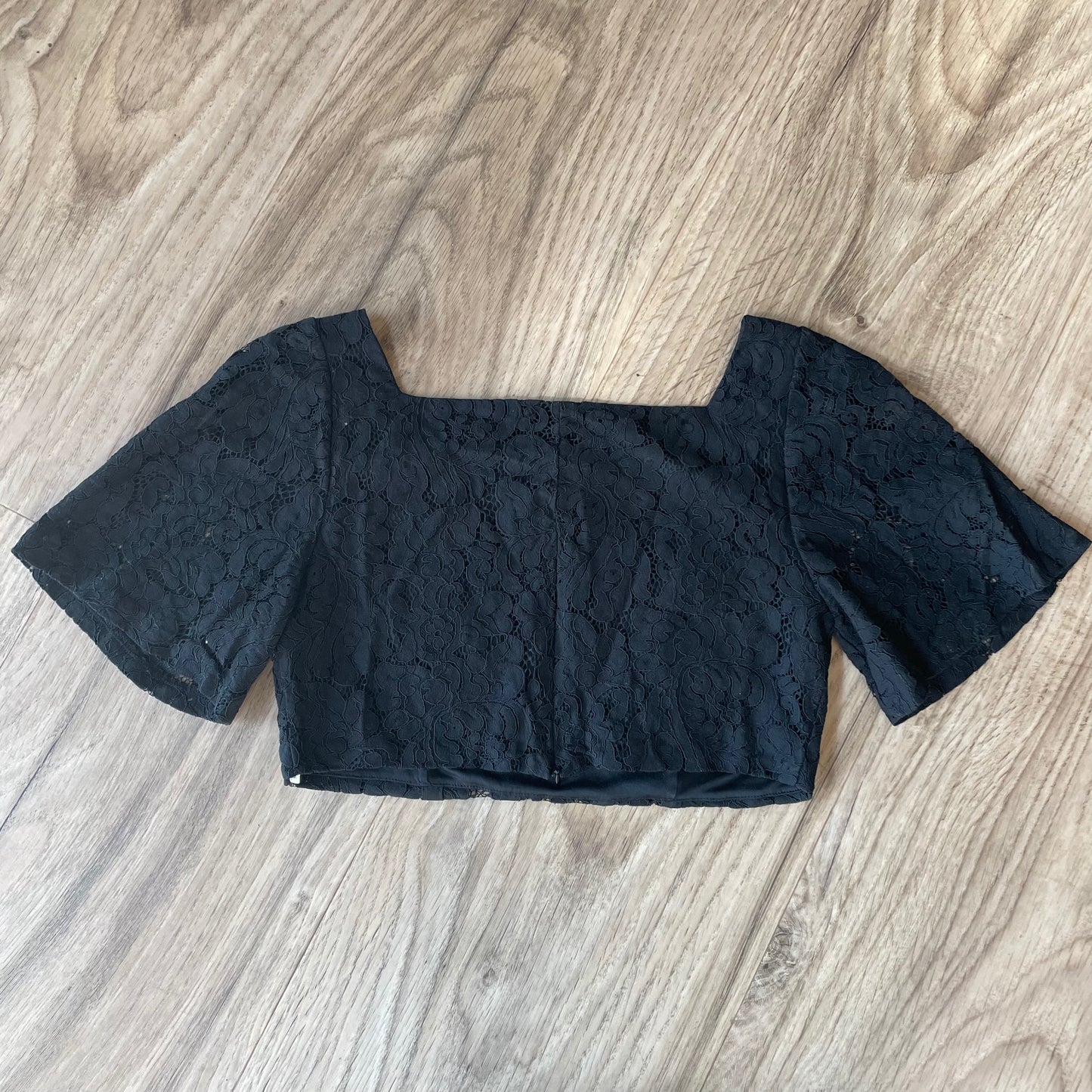Black lace crop top