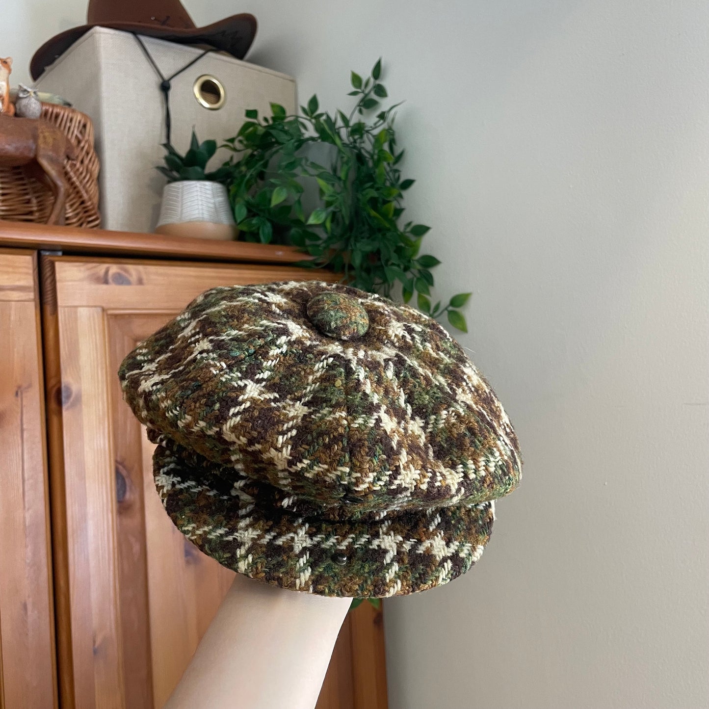 Checked Baker-boy Hat