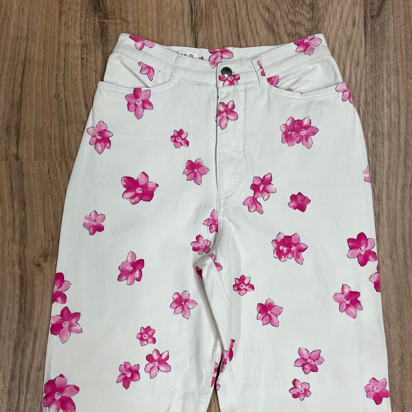White Floral Jeans