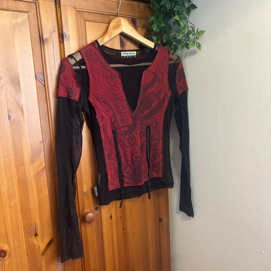 Gothic Style mesh Y2K top