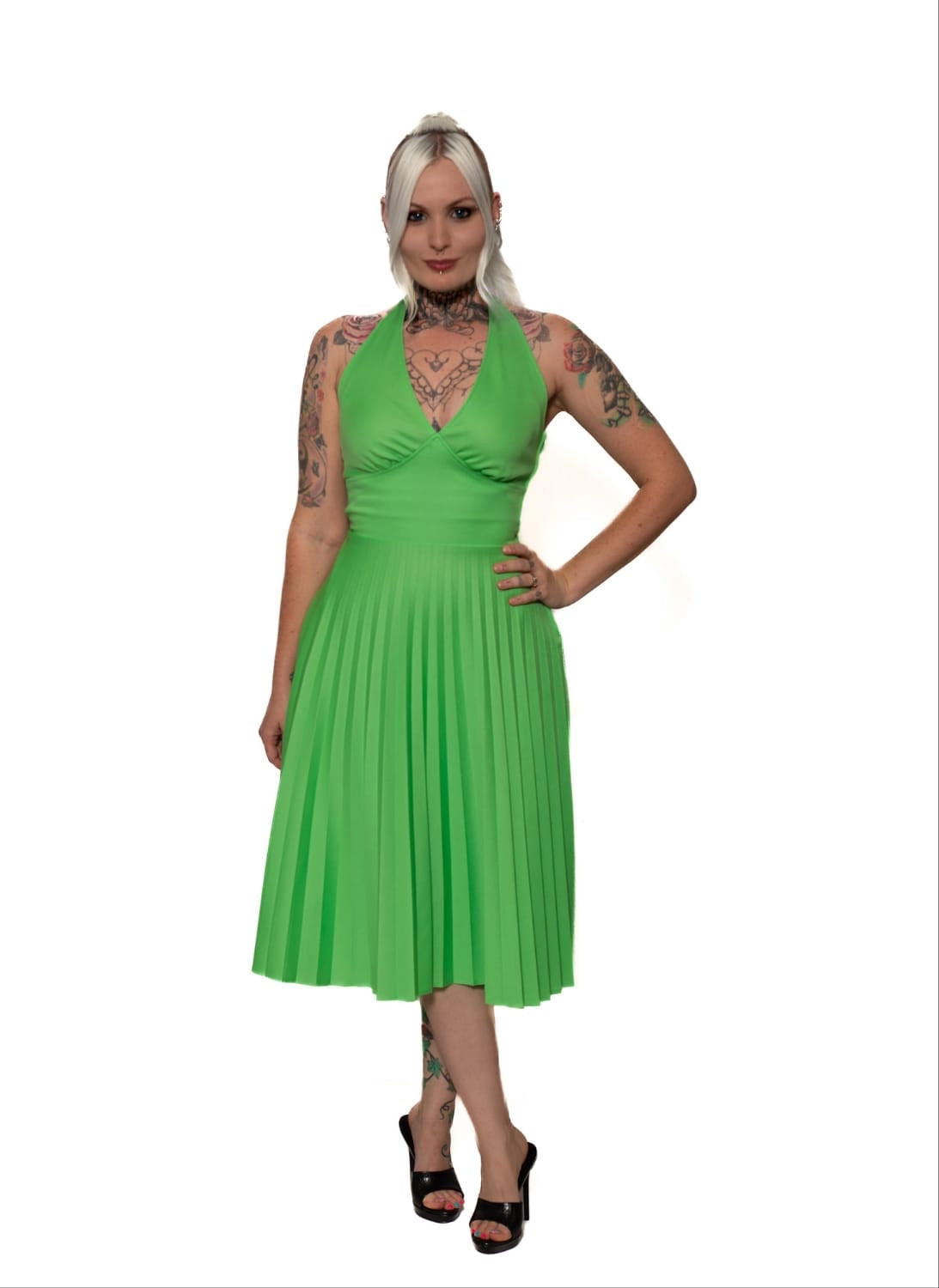 1950s Green Pleated Dress