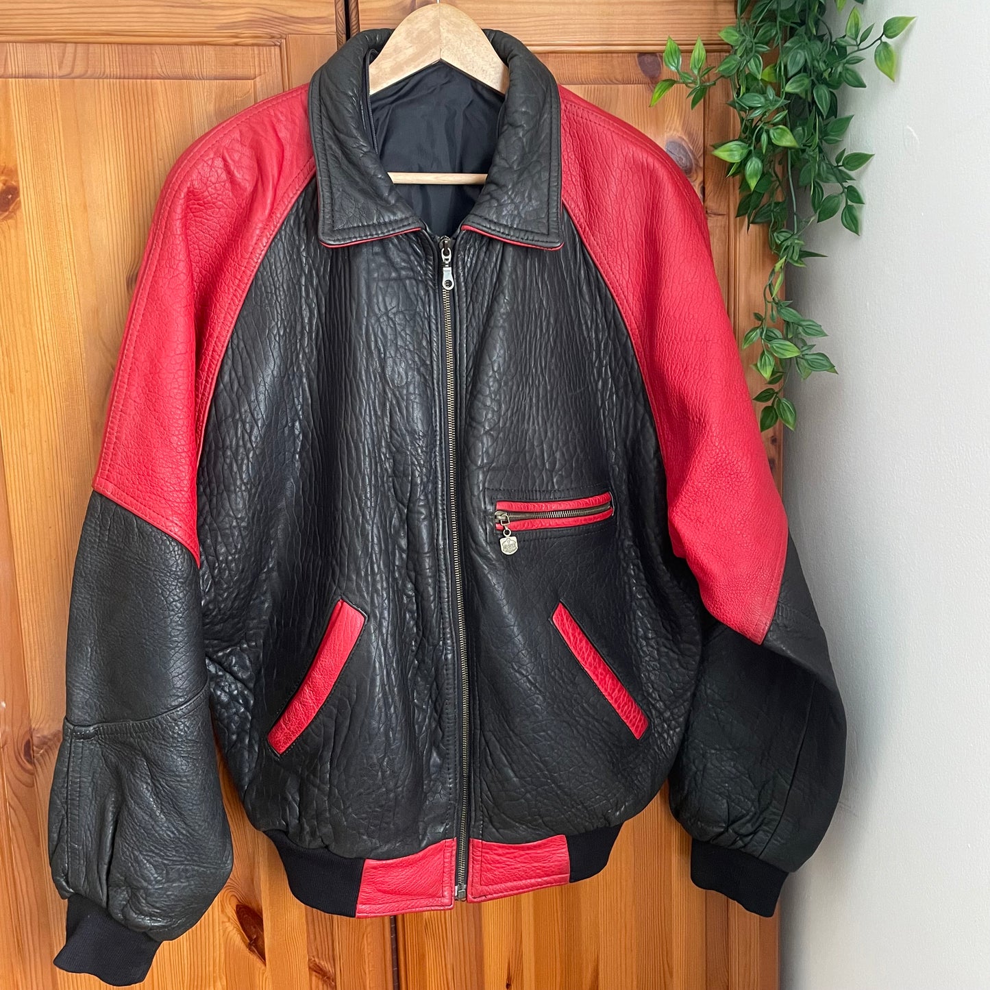 90s Leather Bomber Jacket