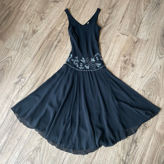 Black silk cocktail dress