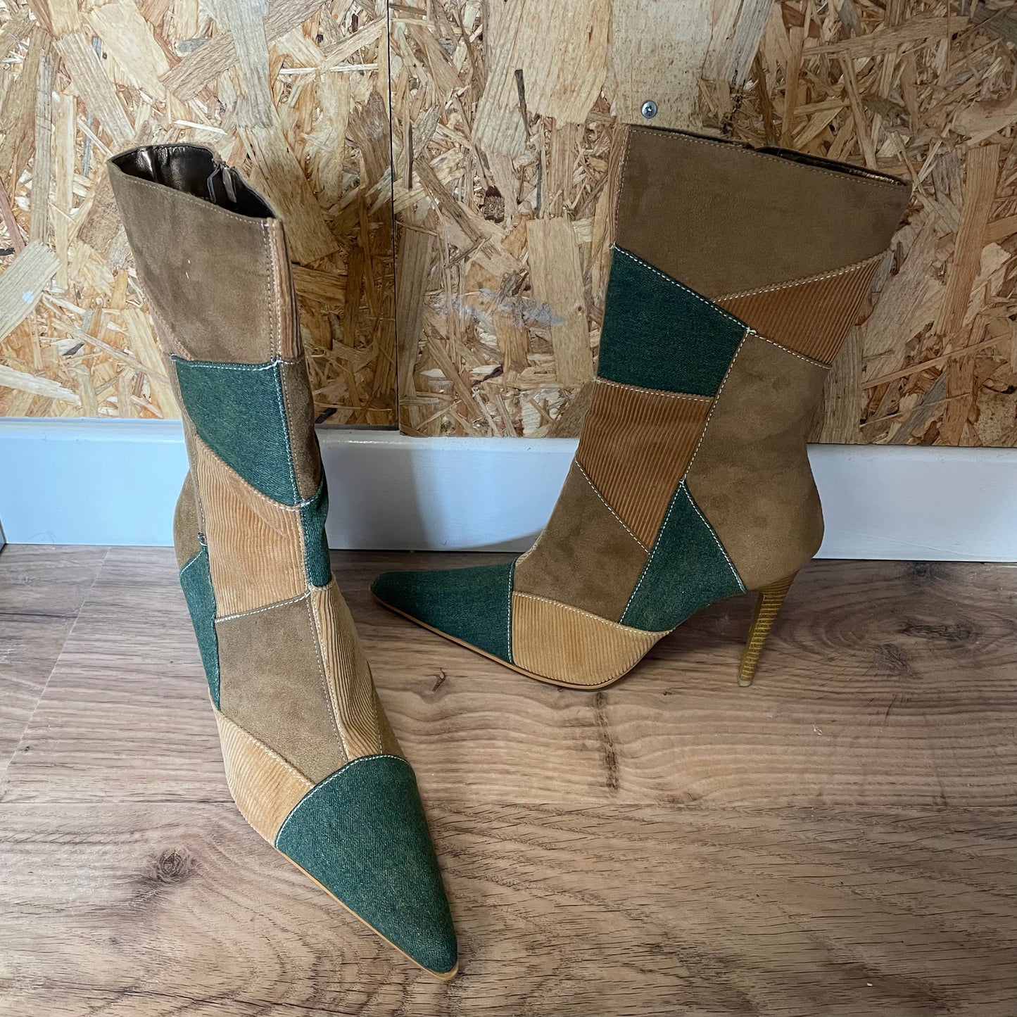 New patchwork pointed boots